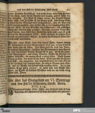 Rede über das Evangelium am VI. Sonntage nach dem Fest der Erscheinung Christi.