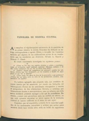 Panorama de nuestra cultura