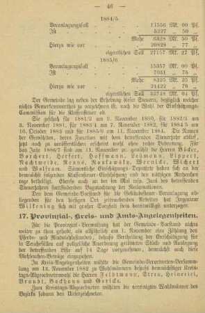 17. Provinzial-, Kreis- und Amts-Angelegenheiten