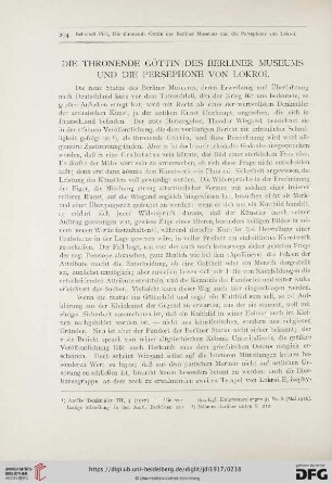 Die thronende Göttin des Berliner Museums und die Persephone von Lokroi