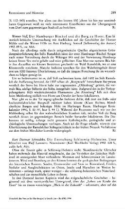 Voß, Werner :: Der Hamburger Bischof und die Burg zu Horst, eine historisch-kritische Untersuchung mit Ausblicken auf die Geschichte der Horster Mühle und die Winser Höfe im Amt Harburg : Sottorf, Selbstverlag, 1992