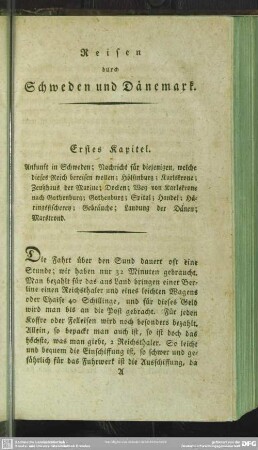 Erstes Kapitel. Ankunft in Schweden