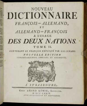 2: Nouveau Dictionnaire Allemand - François Et François - Allemand. Tome II