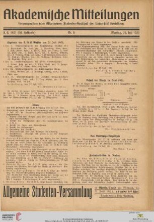Nr. 6 (25. Juli 1921)