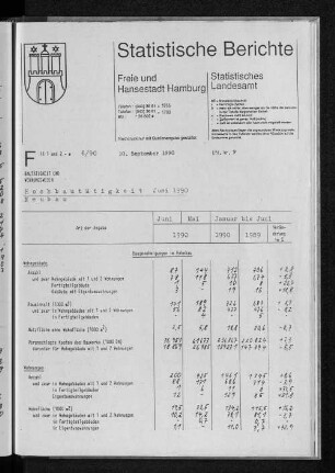 Hochbautätigkeit Juni 1990 : Lfd. Nr. 9