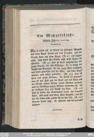 Am Michaelisfeste. Offenb. Joh. 12, 7-12.