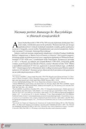 78: Nieznany portret Atanazego hr. Raczyńskiego w zbiorach szwajcarskich