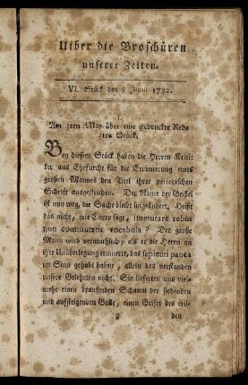 VI. Stück den 8 Junii 1782