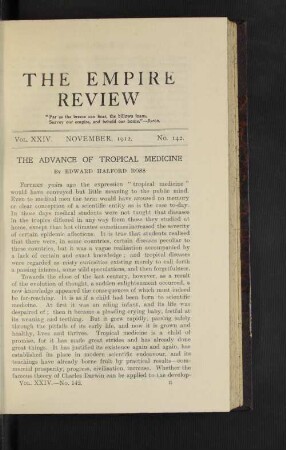 The Advance of Tropical Medicine.