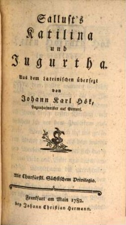 Sallust's Katilina und Jugurtha