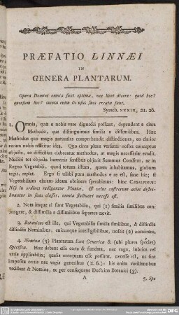 Praefatio Linnaei In Genera Plantarum
