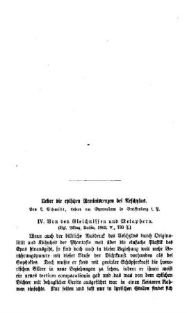 Ueber die epischen Reminiscenzen bei Aeschlylus