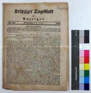 Tageszeitung Leipziger Tageblatt und Anzeiger, Nr. 328, mit Beilage und Mitteilungen über die Verhandlungen der Kommission für Erörterung der Gewerbs- und Arbeitsverhältnisse (Druckbogen)