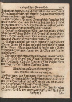 Umb einen gnädigen Sonnenschein.