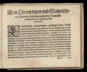 Dedikation an Franz Schilling, Vikar am Domstift zu Main, von Georg Rab