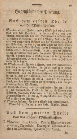 Gegenstände der Prüfung