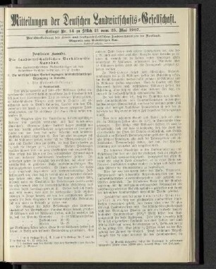 Beilage Nr. 14 zu Stück 21 vom 25. Mai 1907.