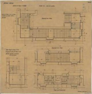 Fischer, Theodor; Heilbronn; Stadt-Theater - Treppen IV., VI. u. VII. (Grundrisse)