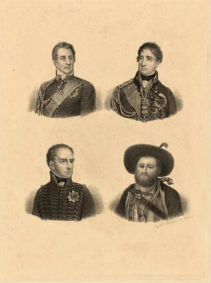 Hüssener, Auguste: Vier Porträts von Befehlshabern und Helden der Napoleonischen Kriege