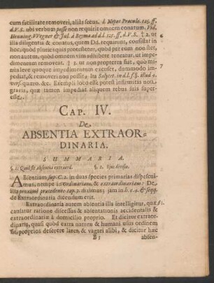 Cap. IV. De Absentia Extraordinaria.