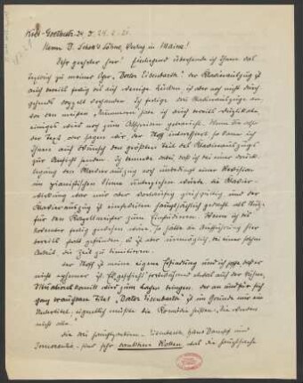 Brief an B. Schott's Söhne : 24.02.1921