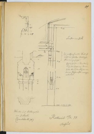 Rathaus, Rottweil: Schnitt, Details (aus: Skizzen- und Fotoalbum 15)