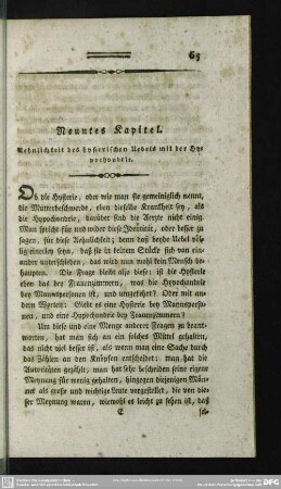 Neuntes Kapitel. Aehnlichkeit des hysterischen Uebels mit der Hypochondrie