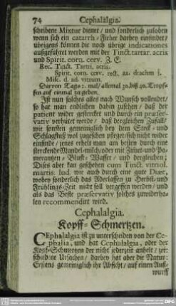 Cephalalgia. Kopff-Schmertzen