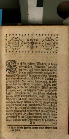 Die Einpfropfung Der Pocken, Oder Art und Weise, Wie man denenjenigen Menschen, welche noch nie die Pocken gehabt, solche durch Kunst zu wege zu bringen und gleichsam zu inoculiren pfleget