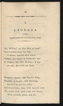I. Leonora. Translated by Stanley, Esqu.