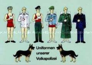 Nachdruck eines DDR-Ausschneidebogens mit Uniformen der Volkspolizei