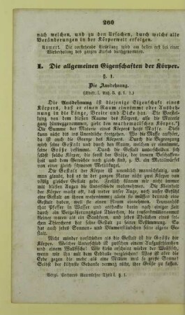 I. Die allgemeinen Eigenschaften der Körper