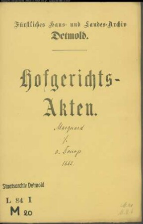 Marquard, Henrich gegen Hans Christian von Donops Erben und Christoph von Donop zu Borkhausen - Schuldforderung