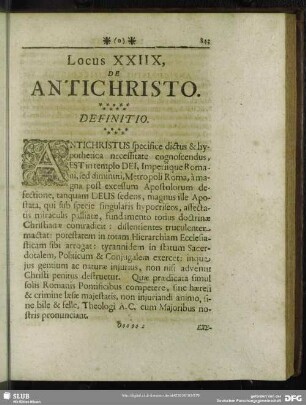 Locus XXIIX, De Antichristo