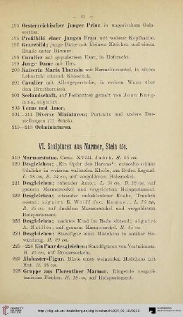 VI. Sculpturen aus Marmor, Stein etc. (Nr. 219-231)