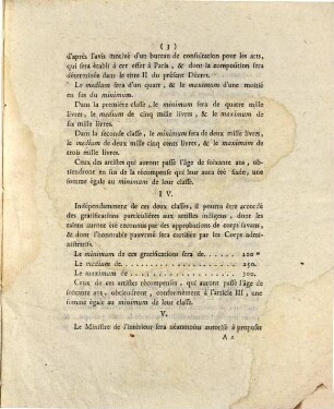 Loi Relative aux Gratifications et Secours à accorder aux Artistes : Donnée à Paris le 12. Septembre 1791