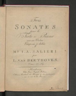 No. 2: Trois Sonates pour le forte-piano avec un violon : uv: 12