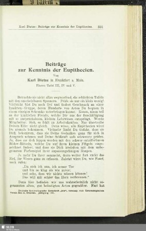 Beiträge zur Kenntnis der Eupithecien