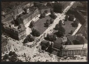 Luftaufnahme: Leipziger Platz und Potsdamer Platz Richtung Leipziger Straße mit Kaufhaus Wertheim