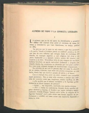 Alfredo de Vigny y la conducta literaria