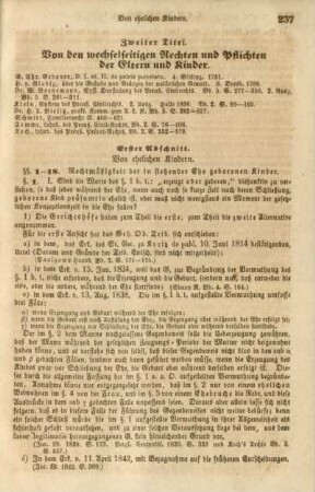 Zweiter Titel. Von den wechselseitigen Rechten und Pflichten der Eltern und Kinder