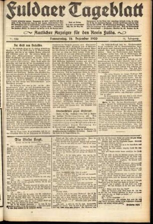 Ausgabe vom Donnerstag, den 16. Dezember 1920.