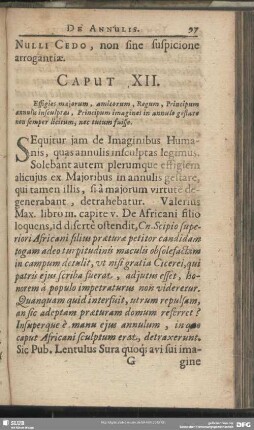 Caput XII. Effigies majorum, amicorum, Regum, Principum annulis insculptas ...