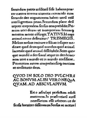 Qvod In Solo Deo Pvlchru[m] Ac Bonvm: Alibi Vero Nequaqvam. Ad Aescvlapivm.