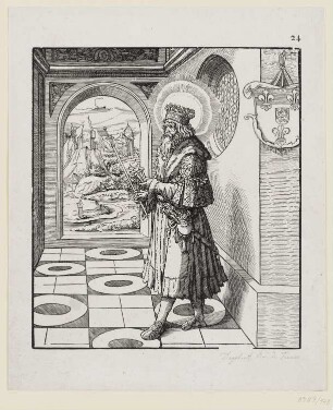 Heiliger Dagobert, König von Frankreich, Blatt 24 der Folge "Heilige aus der Familie des Kaisers Maximilian I. aus dem Hause Habsburg"