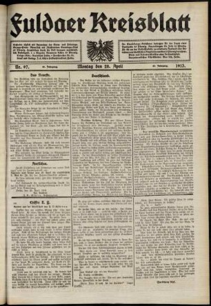 Ausgabe vom Montag, den 28. April 1913.