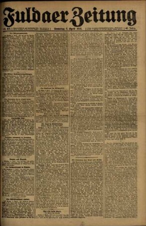 Erste Ausgabe vom Samstag, den 05. April 1919.