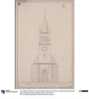 Jähnsdorf (Janiszowice, Kreis Crossen, Ostbrandenburg). Entwurf zum Turmbau der Kirche. Aufriss