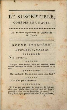 Le Susceptible : comédie en un acte, en prose