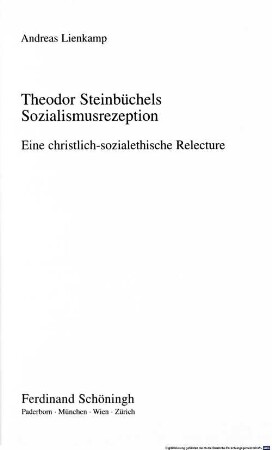 Theodor Steinbüchels Sozialismusrezeption : eine christlich-sozialethische Relecture